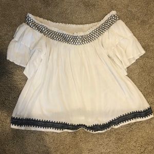 White and blue white off the shoulder top